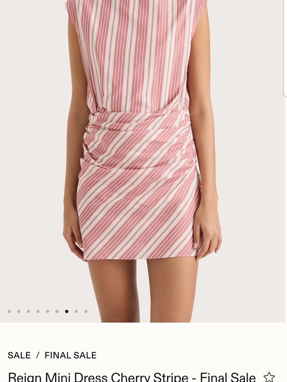 Faithfull the Brand Cherry-Stripe Ruched Mini Skirt